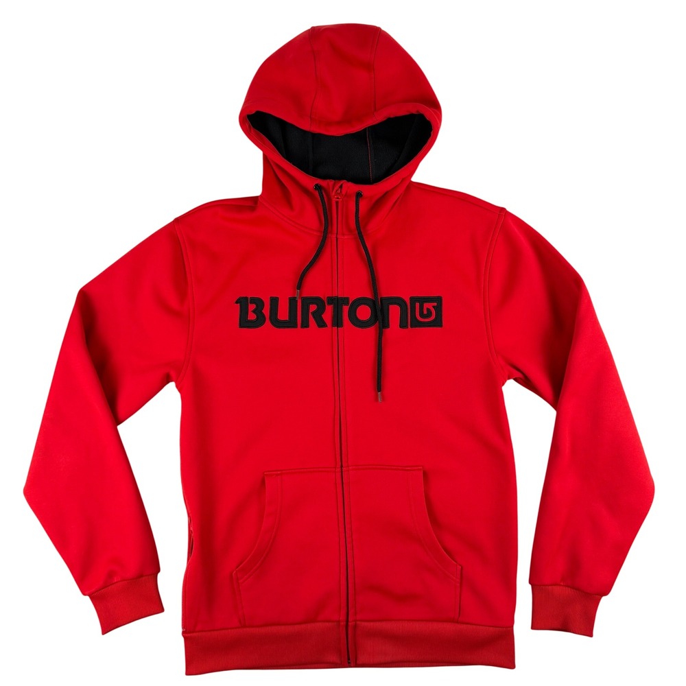 Burton‎ Hoodie Mens M Red Dryride Technical Full Zip Fleece Sherpa Lined Logo